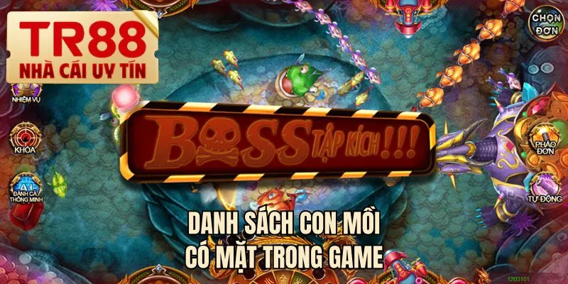 Danh sách con mồi có mặt trong game